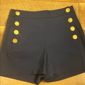 Express High Waist Navy Shorts with Gold Buttons
